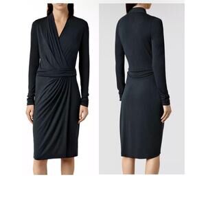All Saints Nova Gray True Wrap Dress Knee Length Womens Size 0 *FLAW